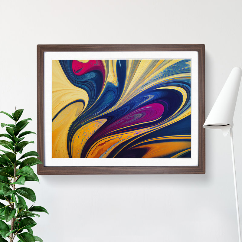 Marble Abstract Vol.7 - Single Picture Frame Print, 25cm H x 34cm W x 2cm D, Walnut