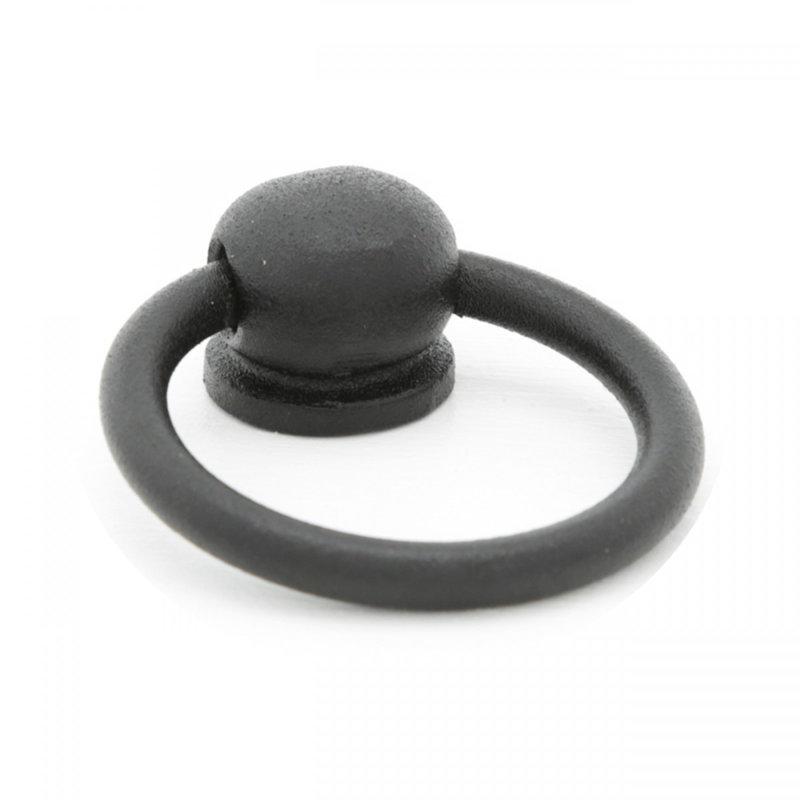 Black Matte Wrought Iron Mission Style Cabinet Ring Pulls Set