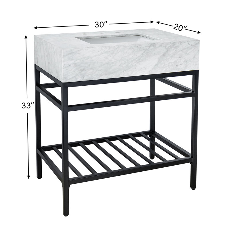 Hussin 30'' Single Bathroom Vanity with Carrara Marble Top