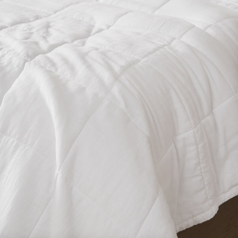 Belgian Flax Linen and Viscose Luxury Oversized Comforter, Queen Comforter, White