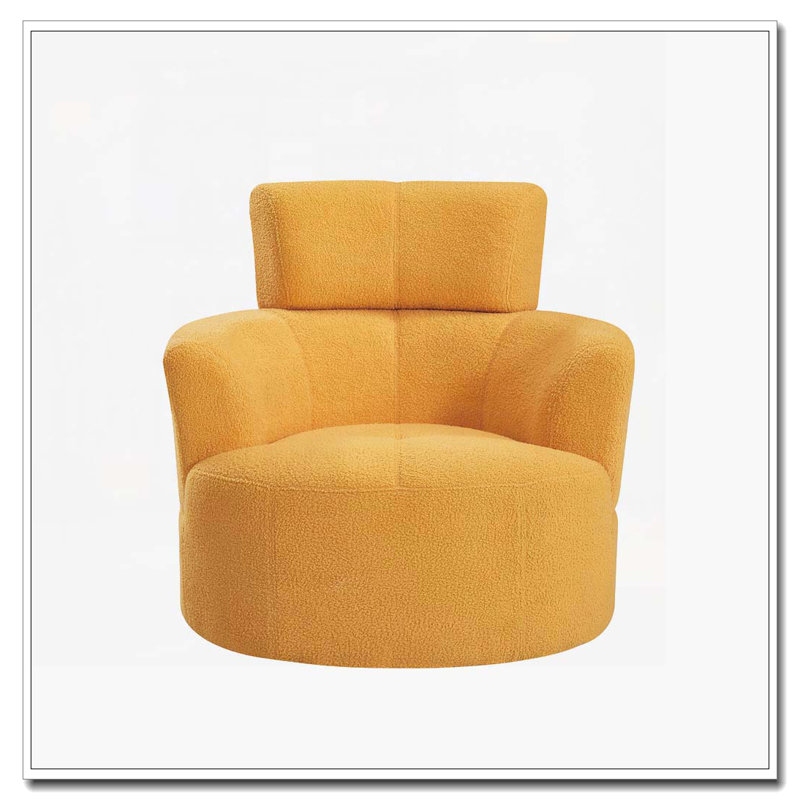 Fauteuil demi-tonneau rembourré Berber, Jaune