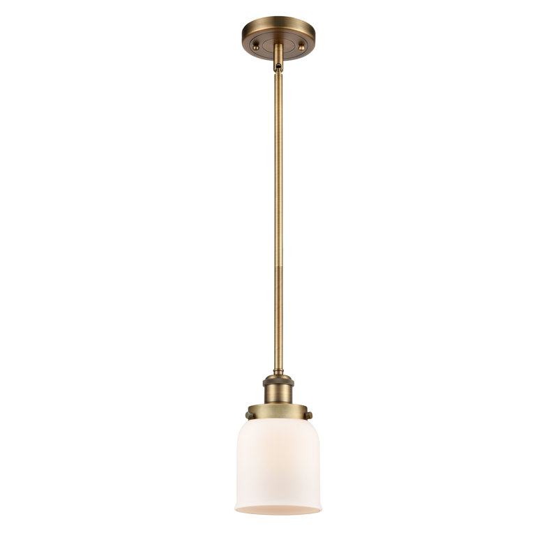 Ballston Urban Bell - 1 Light 5" Cord Hung Mini Pendant, No Bulb Included, Brushed Brass, Matte White