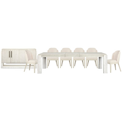 Table de salle à manger extensible rectangulaire avec 6 chaises et serveur