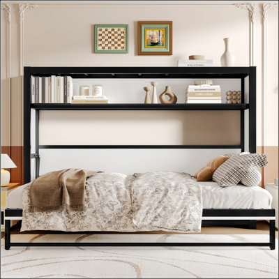 Lit escamotable simple avec tablettes