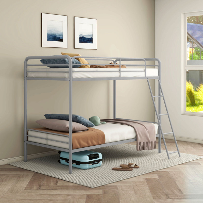 Long Beach Glossy Silver Twin Over Twin Bunk Bed