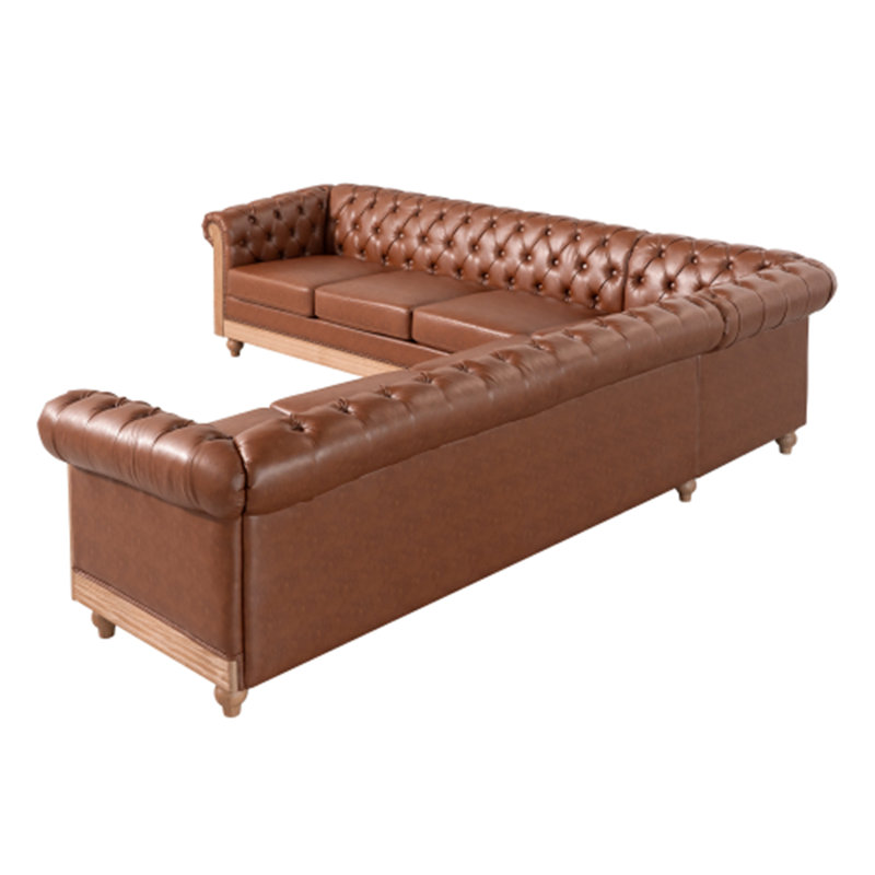 Canapé modulaire Anduin, Symétrique, Similicuir brun clair