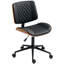 Chaise de bureau sans accoudoirs avec roulettes, petite chaise de bureau en cuir synthétique à dossier moyen avec hauteur réglable, pivotant à 360 degrés pour le bureau, la lecture, la salle de réunion, blanc, bois-331903870