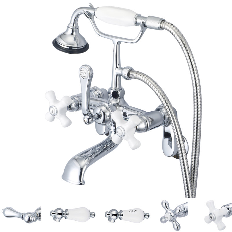 Stonington 3 Handle Clawfoot Tub Faucet, Chrome, Lever Handles