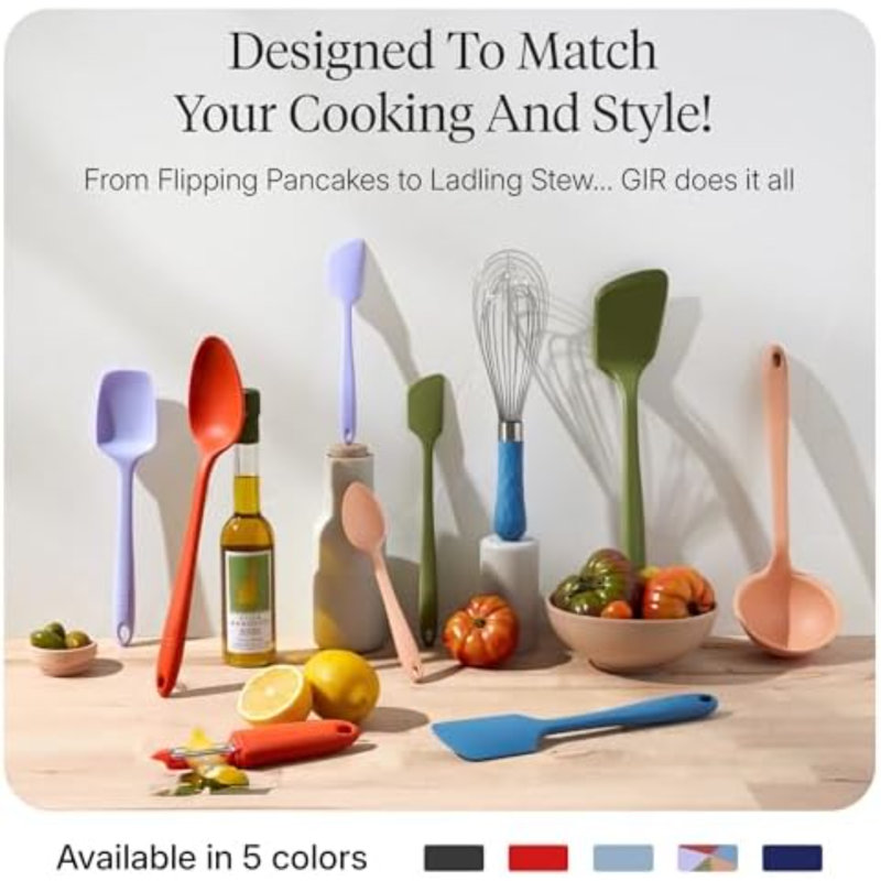 10-Piece Silicone Ultimate Kitchen Utensil Set – Spatulas, Ladle, Flip, Spoons, Whisk, Peeler & Spoonula – Nonstick, Non-Toxic, Heat-Resistant – Mediterranean