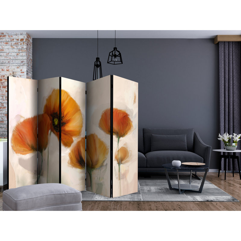 Gottharda 225cm W x 172cm H 5 - Panel Solid Wood Folding Room Divider