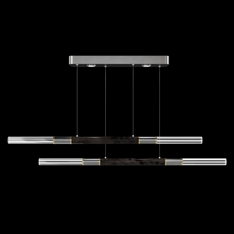Luminaire suspendu l 71 po Antonia, Laiton/Argent Charbon