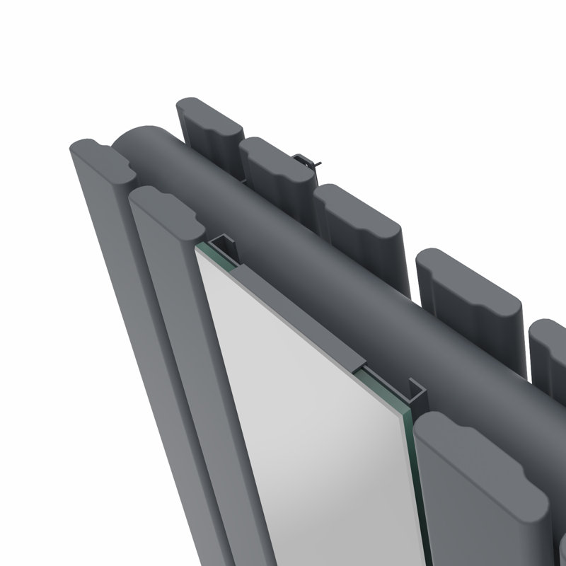 Flat Double Panel Vertical Designer Mirror Radiator, Anthracite, 1800cm H x 417cm W x 64cm D