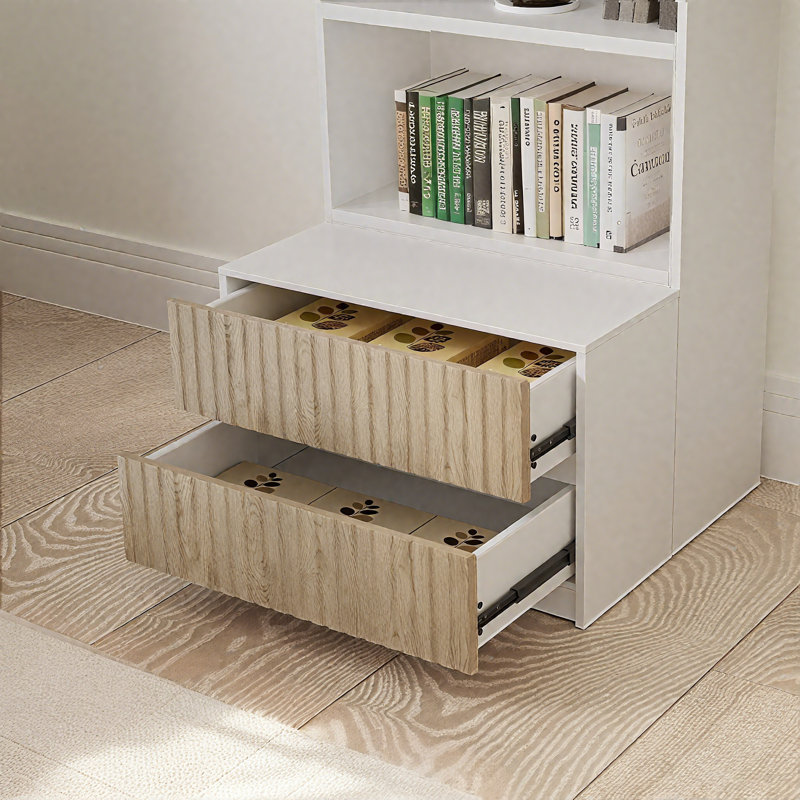 Bibliothèque moderne à 5 niveaux avec rangement ouvert et tiroir amovible, parfaite pour le salon, le bureau ou la chambre à coucher