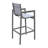 Aloys Outdoor Barstool in Gray Powder Coated Finish with Gray Sling PVC-coated polyester and Wood Accent Arms