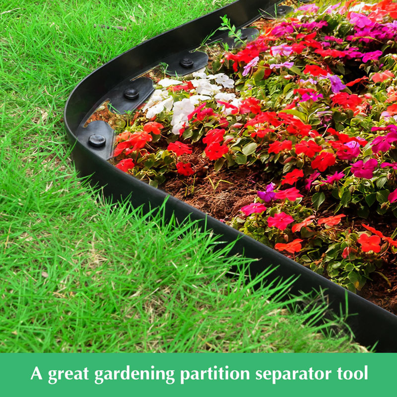Black Flexible Plastic Landscape Edging Border Kit with Spikes