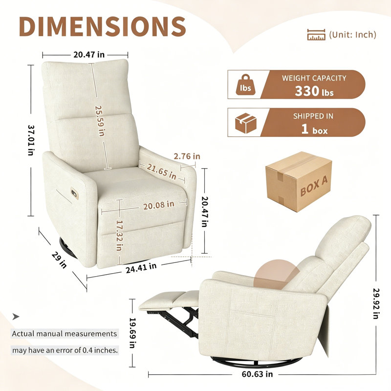 Fauteuil inclinable électrique Velvethread, Beige