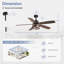 Ventilateur de plafond 52 po avec télécommande Yarianny, classique, traditionnel, bureau, salon, salle familiale, salle à manger, chambre à coucher