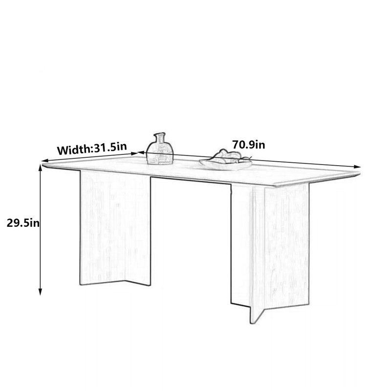 Italian-Style Slate Dining Table, 29.5"H x 70.9"L x 31.5"W