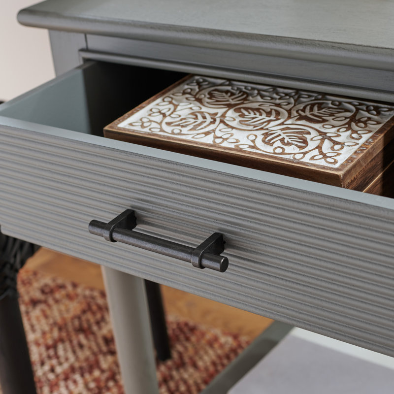 Peters End Table with Storage, Distressed Grey