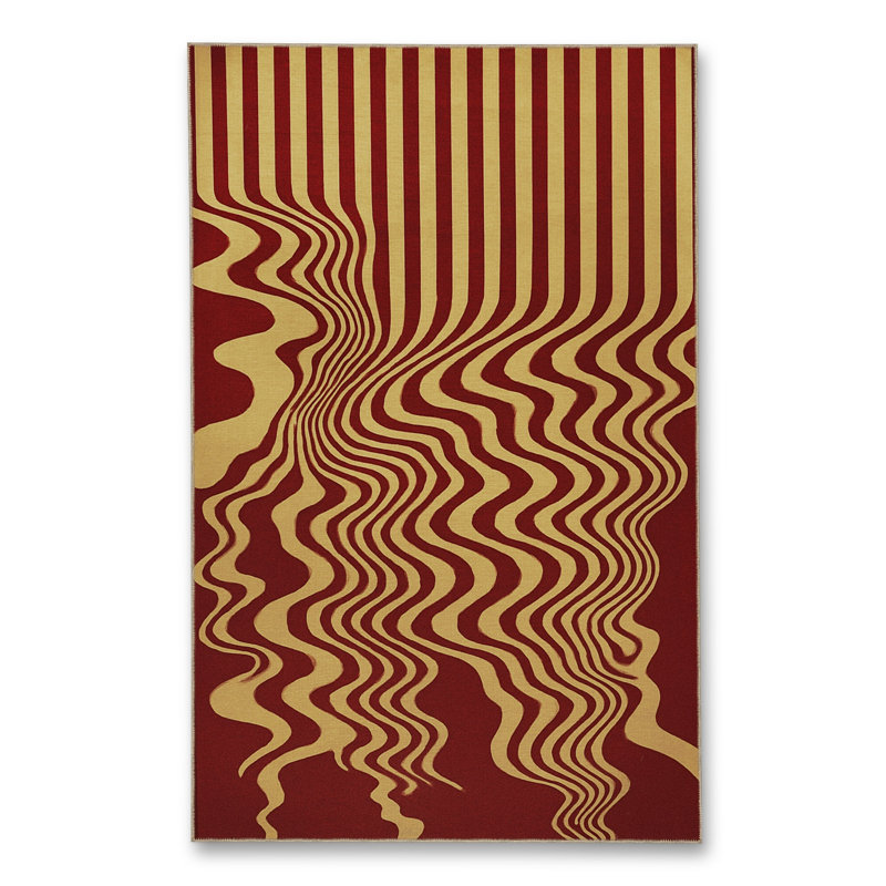Tapis tissé à rayures rouge Mosso, 2' x 2'11"
