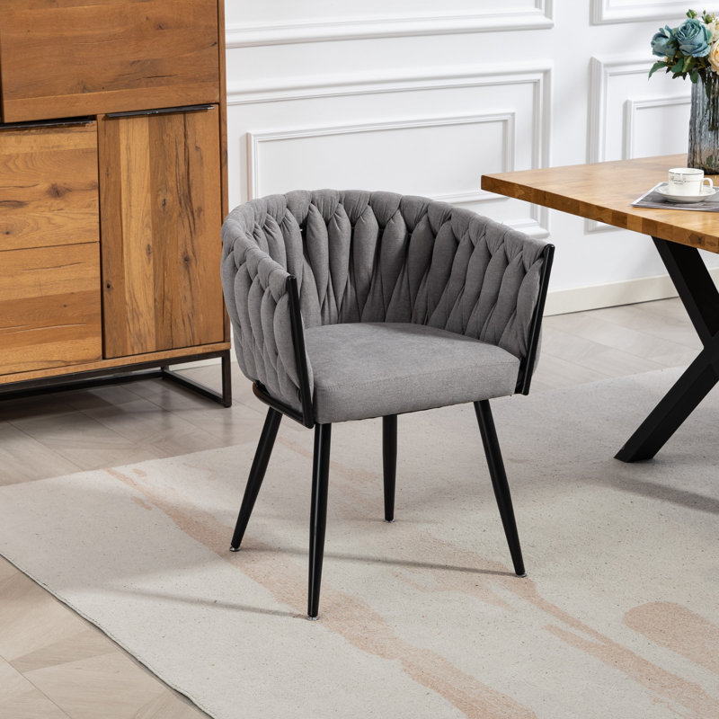 Polyester Upholstered Metal Upholstered Back Accent, Grey