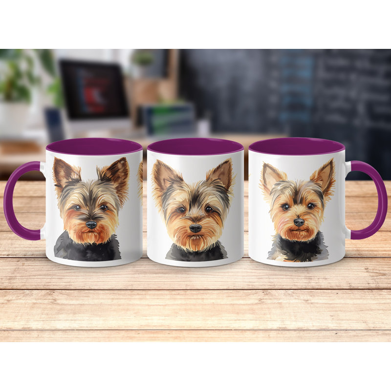 Cute Yorkshire Terrier Dog Design 11oz Coffee Mug, 1, Purple