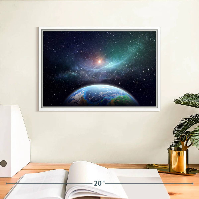 Exoplanète, Cadre flottant blanc, 13 po x 9 po