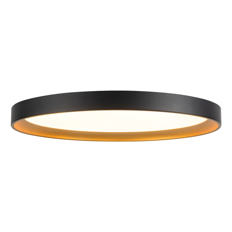 Nix 15-in Black dimmable LED Flush Mount, Matte Black/Gold