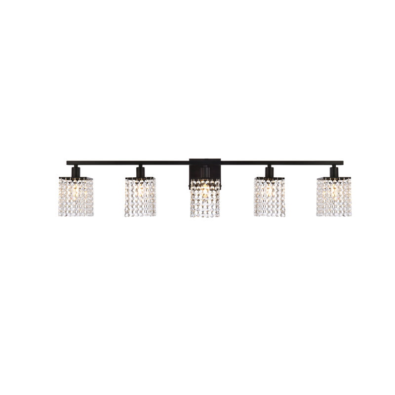 Éclairage pour meuble-lavabo à intensité variable de 3 lumières Presler, H 8,4 po x l 5,8 po x P 42 po, Noir, 5 lumières