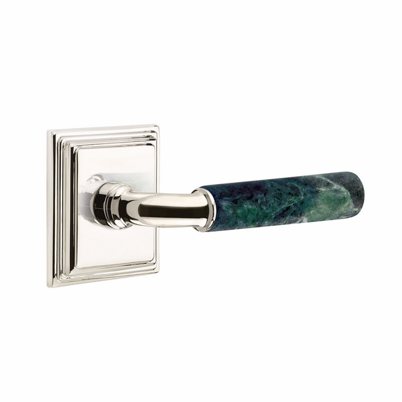 Select Round Passage (Hall & Closet) Door Lever with Square Rosette, Polished Nickel