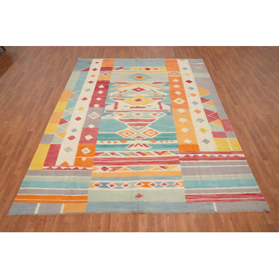 Colourful Geometric Pattern Kilim Area Rug 8x10