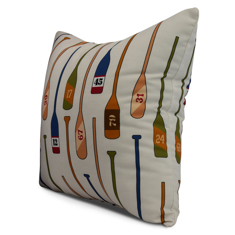 Nantucket Outdoor Reversible Throw Pillow, Ivory, 16" x 16"