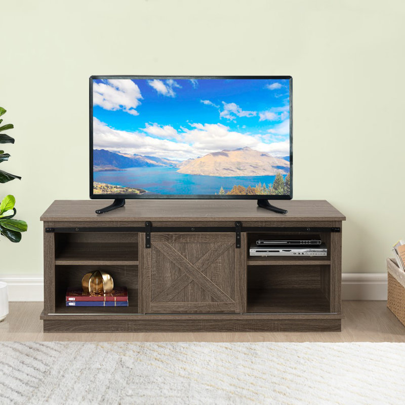 Meuble télé Coussin pour téléviseur à profil bas de 50 po ou moins Gracie Oaks, Crème moka