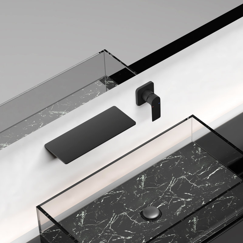 Matte Black Bathroom Sink Faucet With Waterfall Function, Single For Simple Water Control, , Brass Formed Sink, Easy Temperature Adjustment, Quality Fabricated