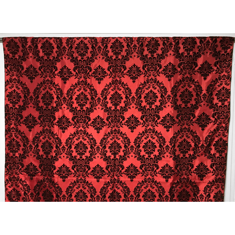 Amboy Semi Sheer Curtain Single Panel, 56" W x 72" L, Black/ Red