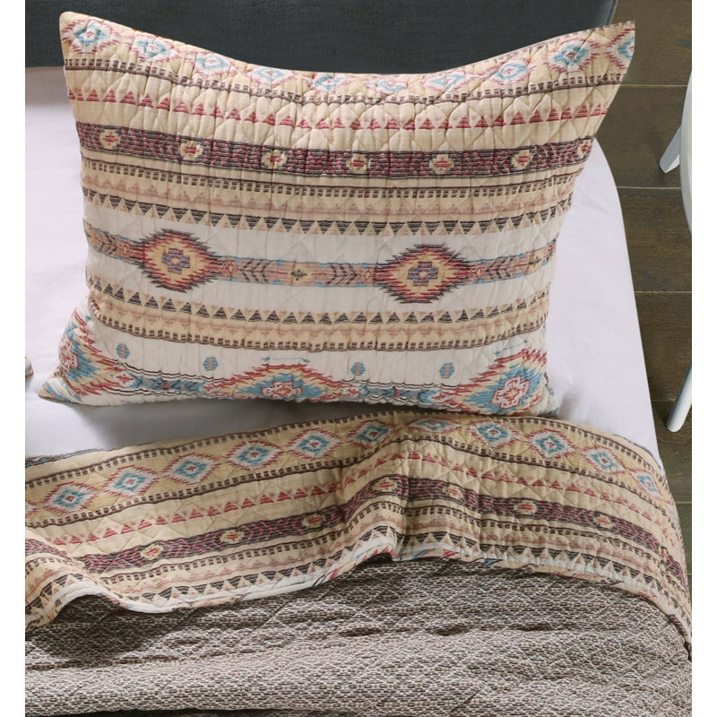 Phoenix Cotton Blend Sham Set, Standard, Red/Beige