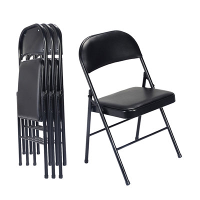 Ensemble de 4 chaises pliantes rembourrées noires, l 15,7 po x P 17,7 po x H 30,3 po, pour chaises d'invité pliables en acier