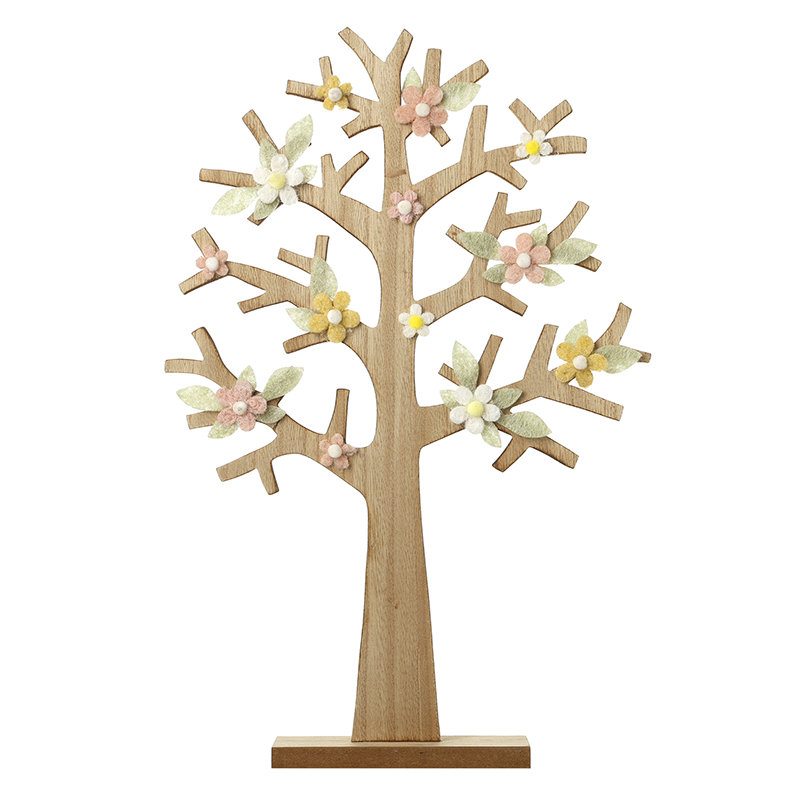 Wooden Tree With Felt Flowers