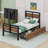 Twin Size Metal Platform Bed With Two Drawers And Rotatable TV Stand