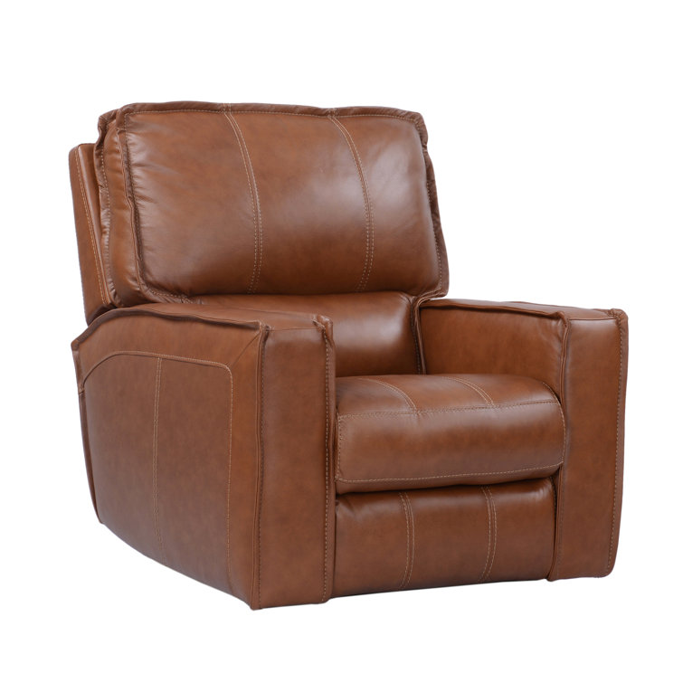 Charta 41" Top Grain Leather Power Recliner with Adjustable Headrest with Square Arms