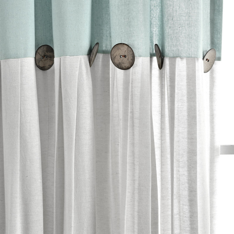 Semi Sheer Curtain Single Panel, Blue/White