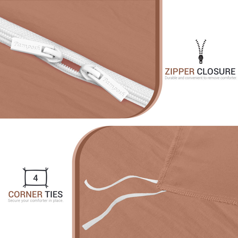 Microfiber Solid Colour Duvet Cover Set, Double (200cm x 200cm), Rose