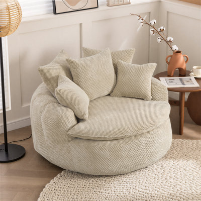 Fauteuil lounge surdimensionné en forme de baril, rempli de mousse, de 53 pouces de large, aucun assemblage requis