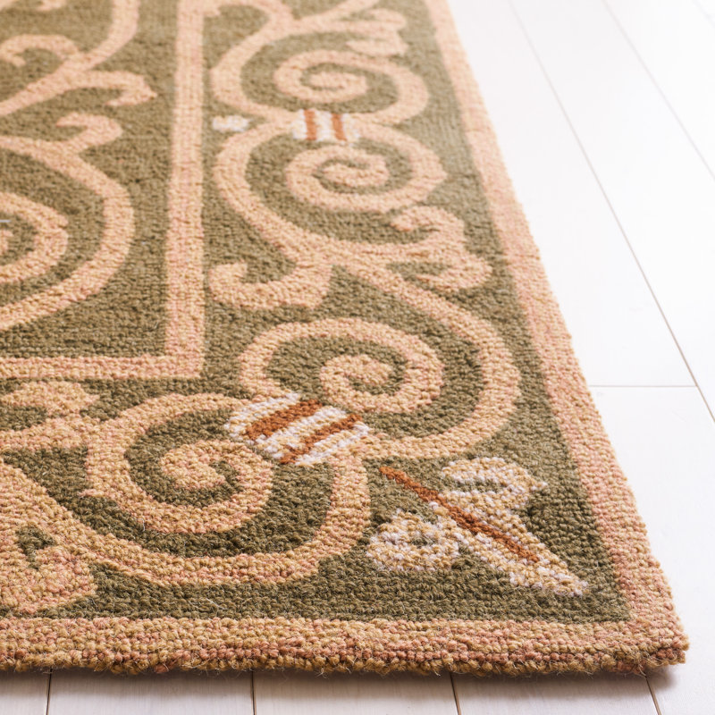 Chelsea Hand Hooked Light Green Wool Floral Area Rug