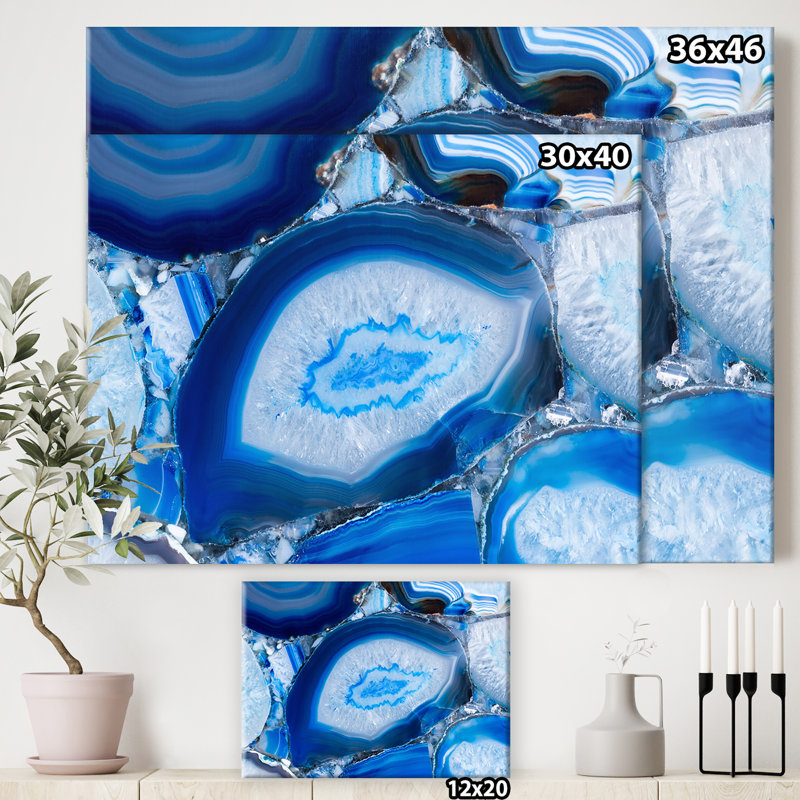 « Blue agate GEODE »-impression sur toile, H 24 po x l 32 po x P 1 po