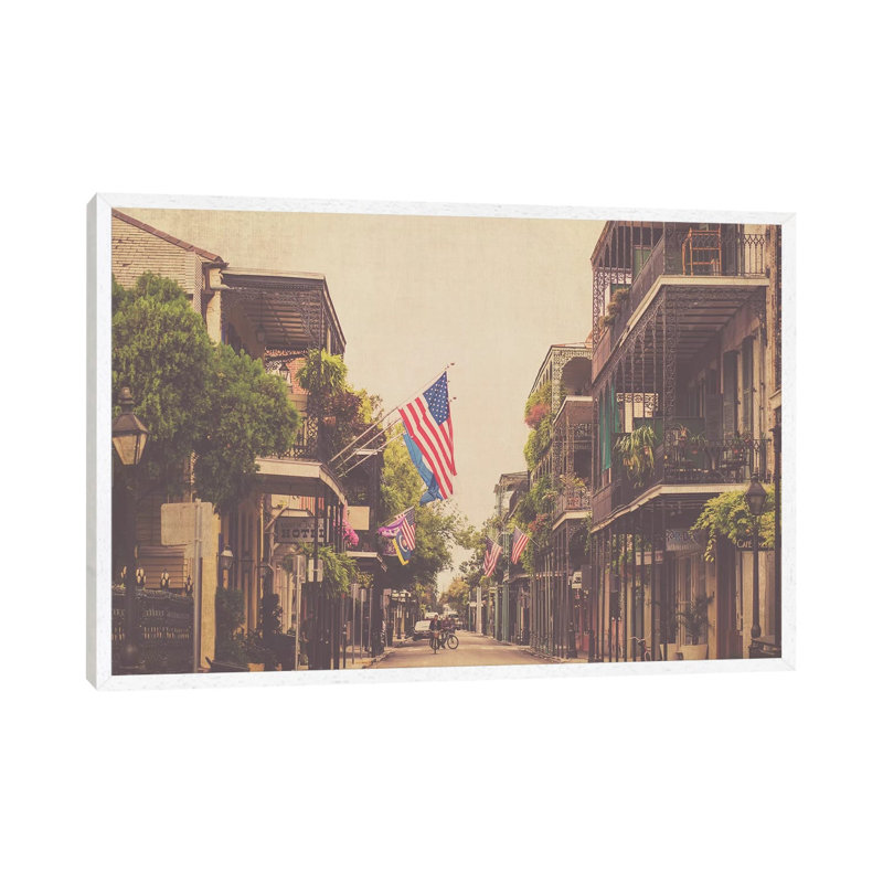 Morning In New Orleans by Ann Hudec - Print on Canvas, White Framed, 45.72cm H x 66.04cm W x 3.81cm D