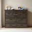 Grand lit escamotable Murphy avec station de charge, lit plateforme pliable multifonctionnel avec 1 grand tiroir de rangement pour chambre d'amis, petite chambre, gris rustique-108490099-108490109