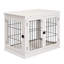 Table de petit chenil pour chien, porte verrouillable, deux entrées, jolie table de bout blanche, ouvertures, décorative,