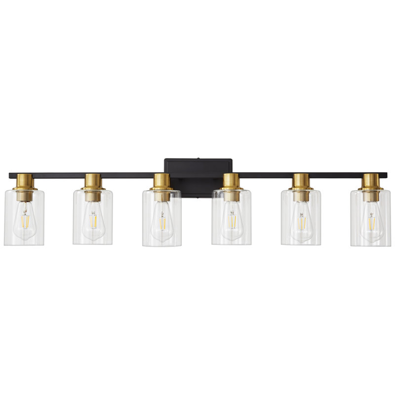 Navila 6 - Light Dimmable Vanity Light Mirror Headlights, Matte Black/Gold