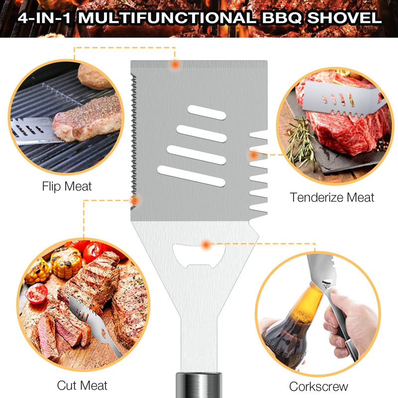 Ensemble d'outils pour barbecue en acier inoxydable 35 pièces